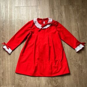 Vintage Florence Eiseman Girl’s Classic Red Dress with White Accents Size 5